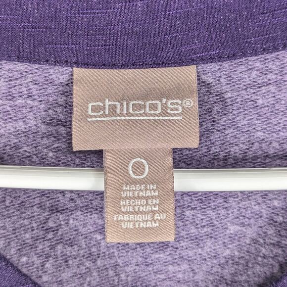 Chico’s 0 Purple V-Neck Long Sleeve Top Rayon Cotton Blend Soft Knit Shirt - Picture 2 of 4